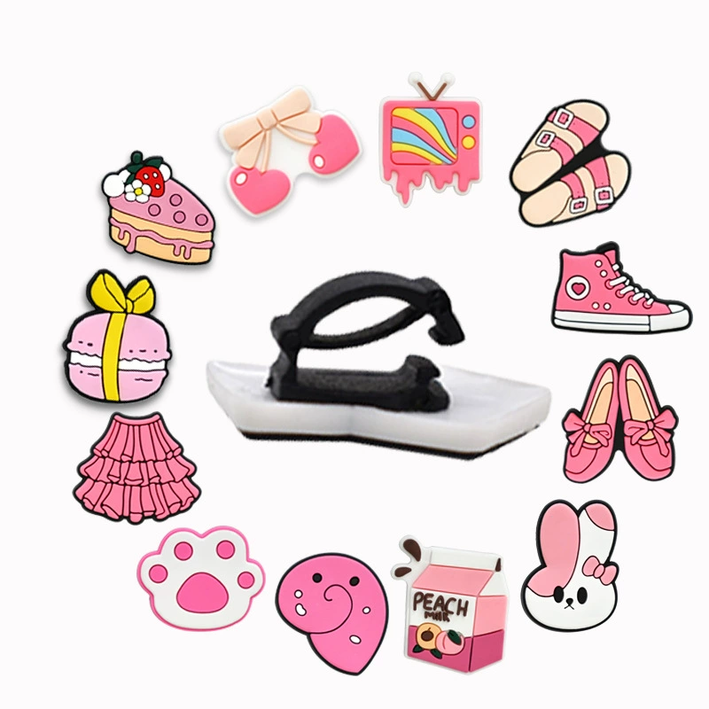 Трансграничные новые девушки розовый мультфильм пвх мягкий клей шнурки аксессуары зажим для украшения съемная обувь цветок DIY аксессуары для обуви