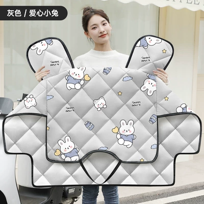 Windproof and Cold-Proof Double-Sided Waterproof Four-Season – Motorcycle front windshield - gray-love-bunny-universal-for-all-seasons-double-sided-waterproof