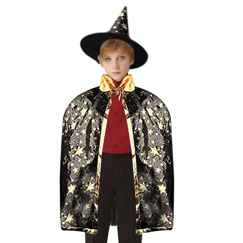 Capas de Halloween transfronterizas capas de brujas capas de niños cinco estrellas estampadas capas de brujas show set