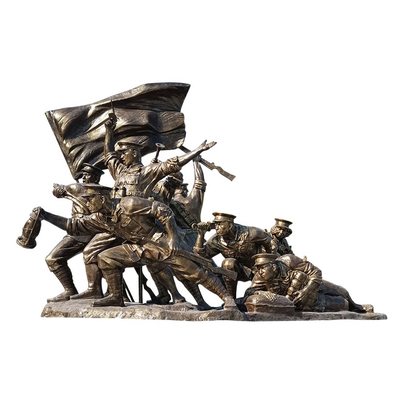FRP creativo figura escultura al aire libre grande fundido cobre Rojo Ejército Guerrero Octava Ruta Ejército rojo cultural paisaje estatua