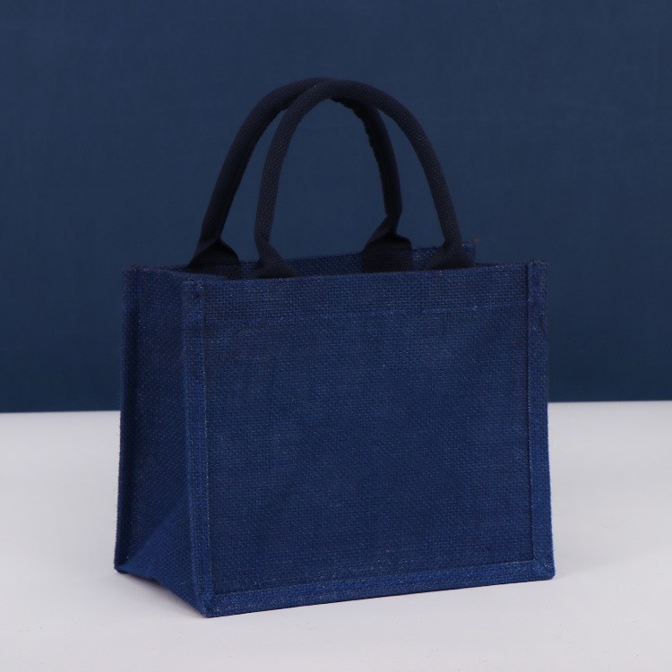 Bolsa de arpillera azul, bolsa de arpillera portátil de gran capacidad, bolsa de regalo, logotipo impreso, empresa muji MUJI