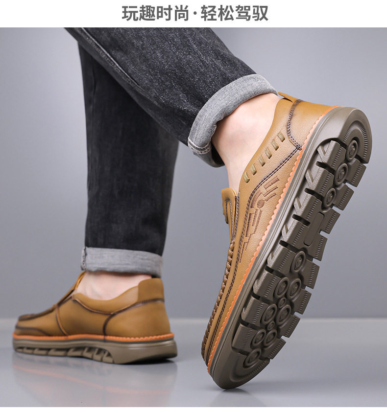 Giày da nam lười mũi tròn gót thấp 1–3 cm kiểu Anh công sở — GX2515 màu vàng, GX2515 màu đen chi tiết 17