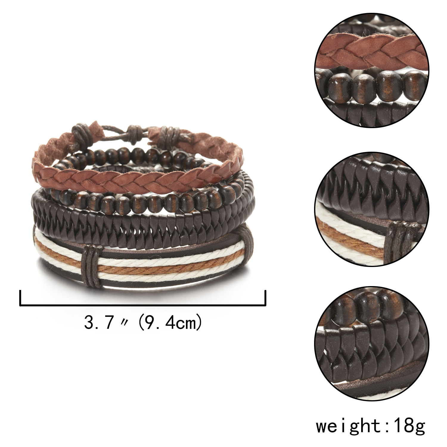 Fashion Cross Heart Shape Pu Leather Knitting Menu0027S Bracelets 1 Set