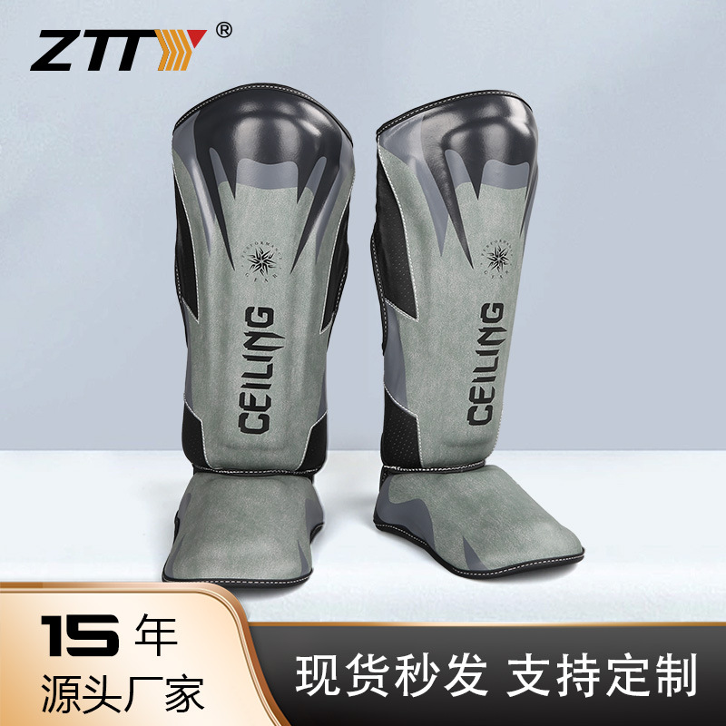 Leggings de lucha de Ceiling Muay Thai Sanda Fighting Leggings profesionales más zapatos Tobilleras con espinillas de empeine