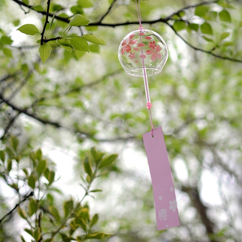 Sakura Wind Chime Handmade Glass Japanese Style Gift Cute Small Ornament Fresh Piece Bedroom Hanging Decoration_voghion.com