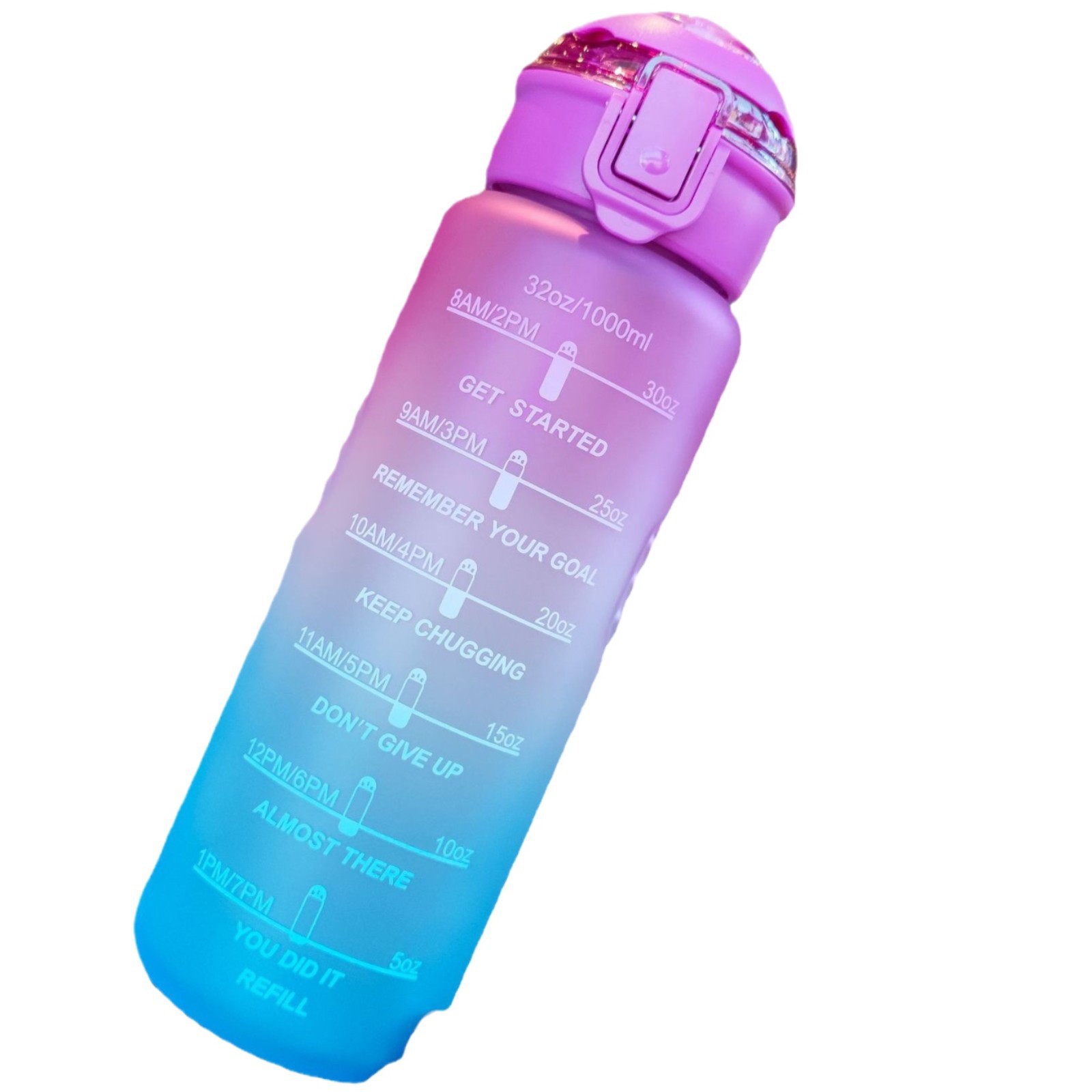 Botella de agua de color degradado cubierta de rebote de alto aspecto esmerilado taza de agua de gran capacidad hervidor deportivo de agua potable directa con compartimiento de té