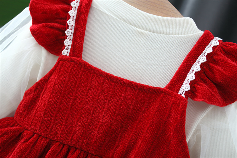 Robe de printemps en dentelle avec nœud pour bébé fille_voghion.com
