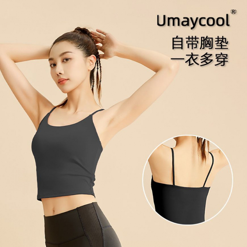Ropa interior deportiva para mujer, ropa exterior de verano, almohadilla fija para el pecho, transpirable y de secado rápido, chaleco de yoga deportivo, eslinga de fondo, hermoso comercio exterior