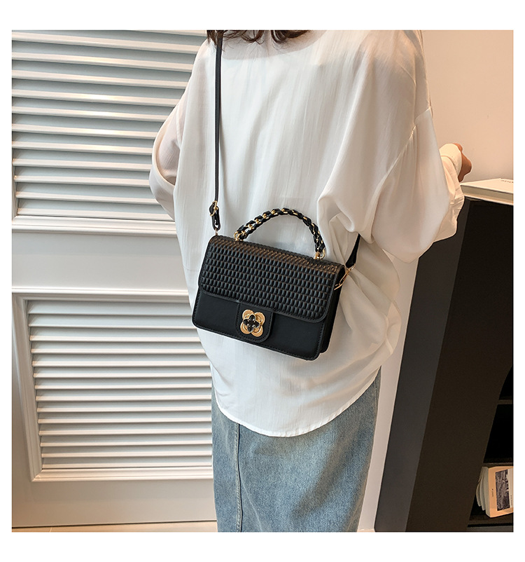 Women's Small Pu Leather Lattice Flower Vintage Style Square Flip Cover Crossbody Bag display picture 3