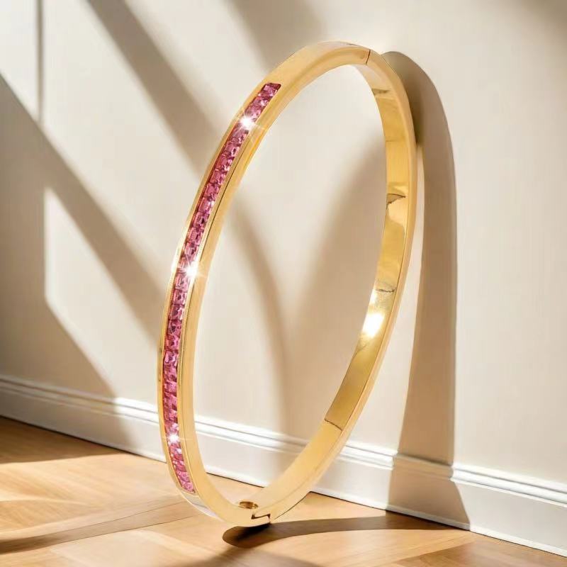 Pulsera de acero de titanio para niñas nicho de sentido de alto grado cielo estrellado no se desvanece Diamante-incrustado exquisito diamante ins estilo completo pulsera de diamantes