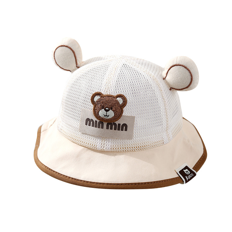 Sombrero de pescador para bebé, sombrero de lavabo, lindo, súper lindo, dibujos animados, sombrero para el sol transpirable, niño y niña, malla de protección solar al aire libre de verano