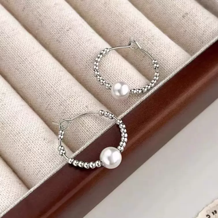 圆珠珍珠耳环女小众设计高级感简约日常通勤百搭轻奢耳饰品