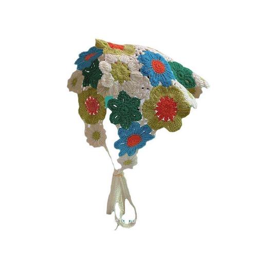 Spring and autumn travel ins sweet and cute style hand-knitted headband women's hair accessories knitted crocheted headscarf summer triangle scarf