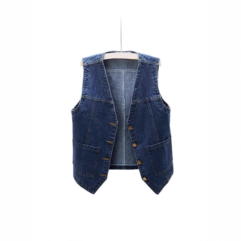 SC Summer New All-match Denim Vest Short Loose Korean Style Sleeveless Jacket Vest for Women