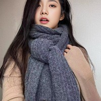 围巾女秋冬季韩版新款百搭羊毛混纺针织纯色毛线加厚保暖情侣围脖