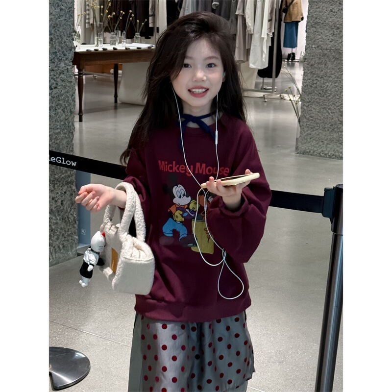 2025秋季女童韩版卡通卫衣套装儿童洋气时髦长袖上衣卫裤童装秋装|undefined
