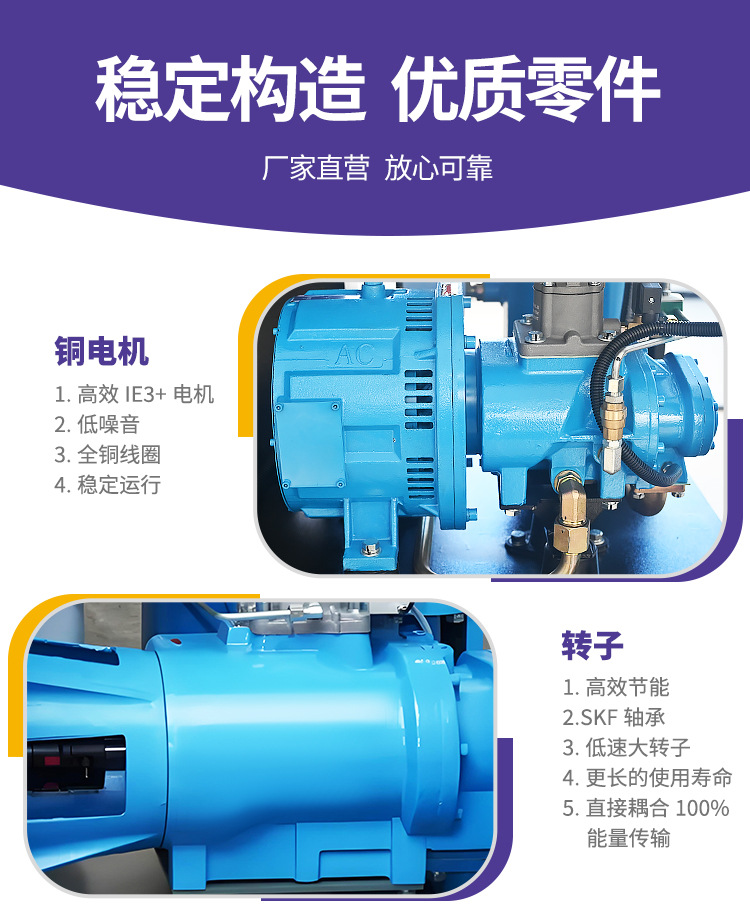 Permanent Magnet Variable Frequency Screw-Type Air Compressor 7.5Kw/22 Hanbell Main Unit Energy-Saving Silent Industrial-Grade Air Compressor