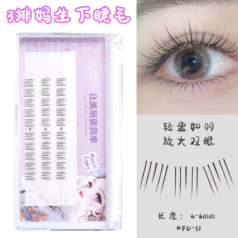 Fábrica de pestañas de espilla de trigo doble punta al por mayor pestañas falsas duras flores de sol naturales densas cómic pestañas sin cola