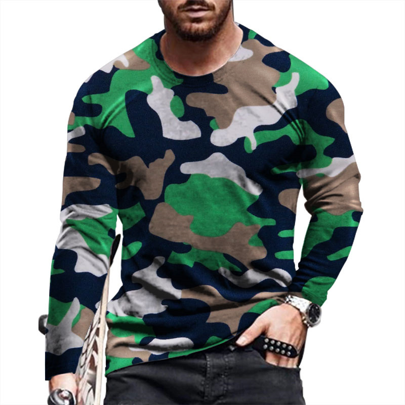 Hombres Playeras Manga Larga Camisetas Impresión Casual Camuflaje display picture 6