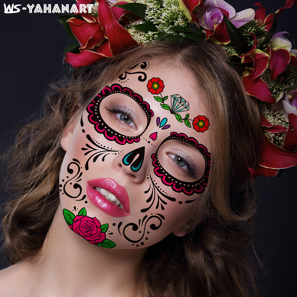 Tatuajes Temporales Faciales de Halloween de Papel de Transferencia para Mascaradas