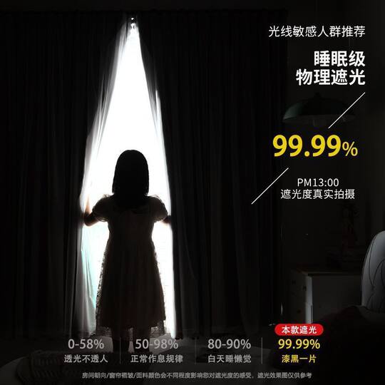 Cheap Curtains for Rental Housing, No-Drill Installation, Blackout Bedroom Magic Tape Self-Adhesive Curtains, Simple and New