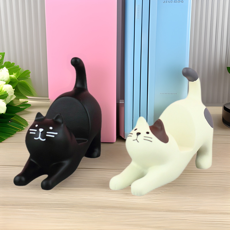 창조적 인 스트레치 고양이 데스크탑 휴대 전화 스탠드 검은 고양이 Zakka 태블릿 유니버설 스탠드 작은 장식품