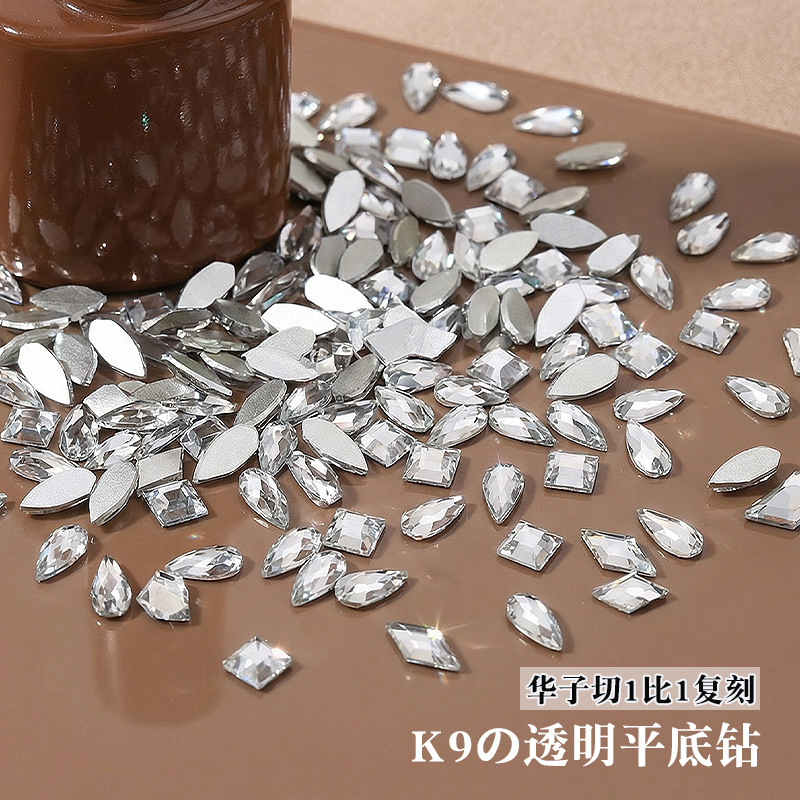 Wholesale K9 Beveled Edge Nail Art Flat-Back Rhinestones, Marquise, Rectangular, Heart-Shaped, Teardrop, Transparent, Irregular-Shaped Nail Decorations Wholesale K9 Beveled Edge Nail Art Flat-Back Rhinestones, Marquise, Rectangular, Heart-Shaped, Teardrop, Transparent, Irregular-Shaped Nail Decorations
