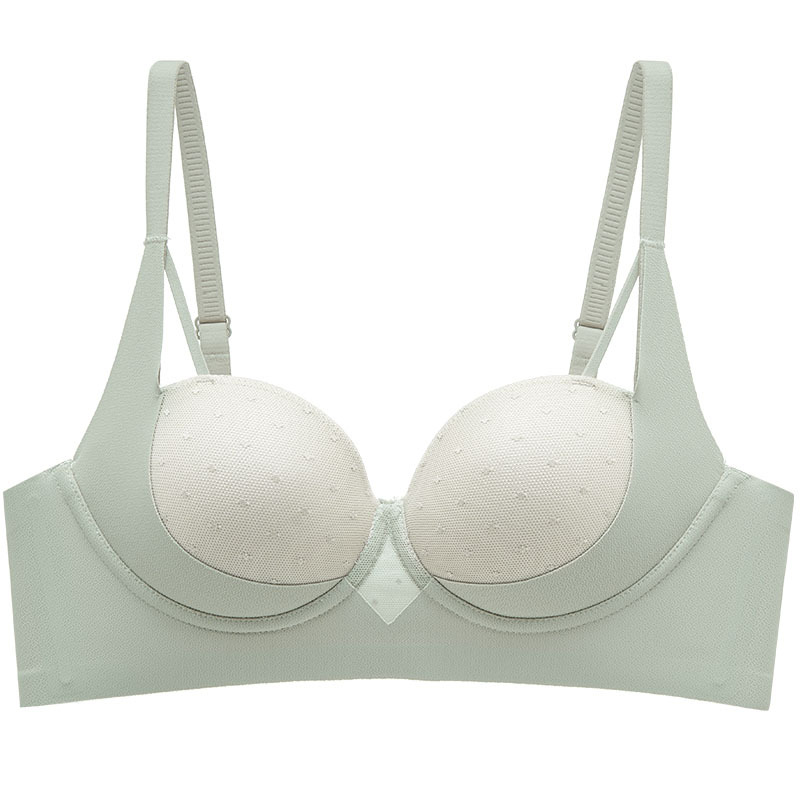 Ropa interior caliente en vivo, pechos pequeños para mujeres, sin anillo de acero, media taza, lunares, ropa interior de moda, sujetador antiflacidez, verano