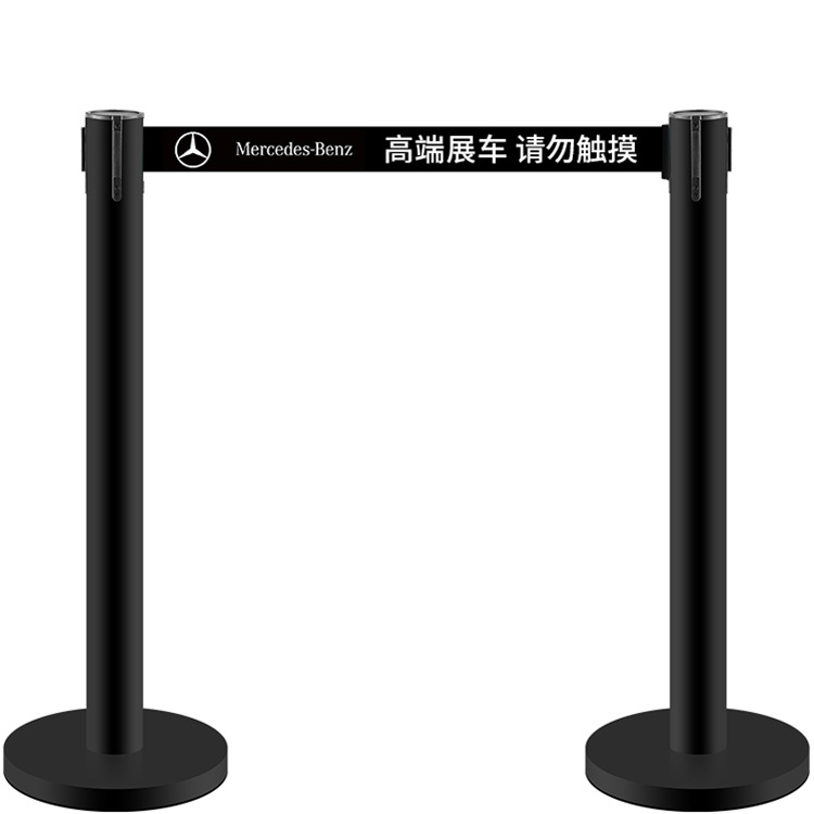 Valla de línea de advertencia de acero inoxidable Línea de un metro Cinturón de aislamiento telescópico Base de barandilla Columna de cola de Banco Barandilla negra