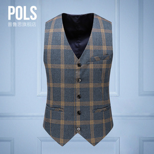 Men's Suit Vest Slim-fit Groom's Best Man Dress Fashion Plaid Work Professional Dress Korean-style All-match Vest