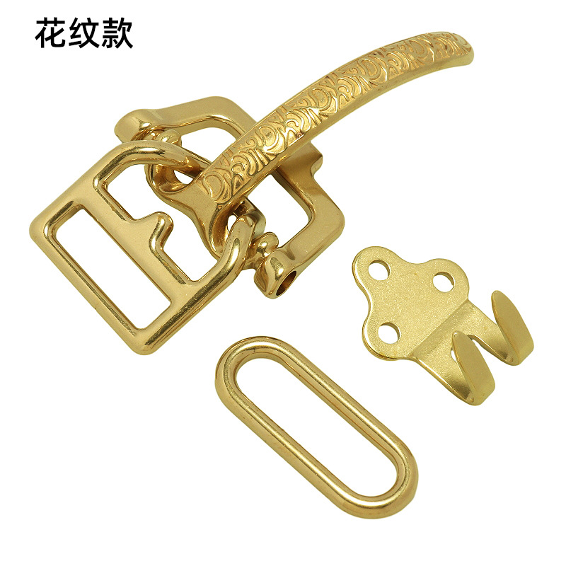 纯黄铜手工雕花皮带扣 纯铜利特尔顿骑兵扣扣头 高档黄铜腰带头