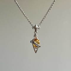 S925純銀四芒星幸運魔法薬ペンダントネックレス精緻中古風小衆デザイン感鎖骨鎖