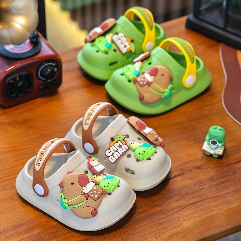 Капибара Детские тапочки Летние мальчики Баотоу пещерные туфли детские комнатные нескользящие мягкие подошвы для мальчиков холодные тапочки