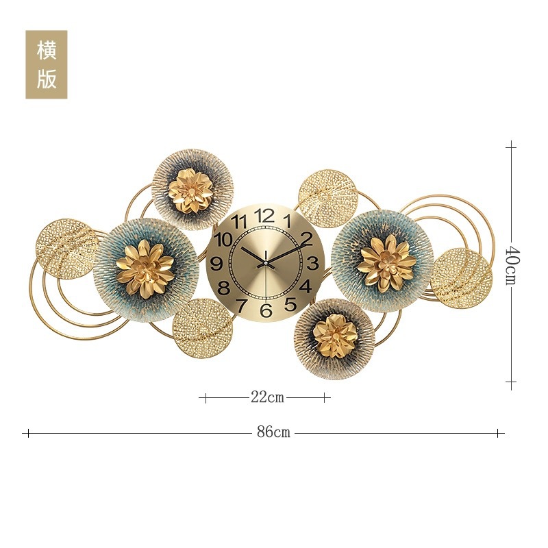 Reloj de pared colección comedor sala de estar moderna Luz de lujo reloj decorativo comedor reloj de hierro colgante pintura tridimensional reloj de pintura decorativa