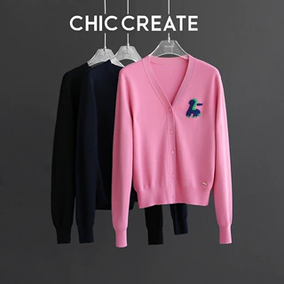 心动开衫美利奴纯羊毛空气层休闲减龄毛巾绣V领针织毛衣女秋新010