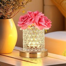 充电遥控七彩灯水晶杯玫瑰花灯触摸三色调光小夜灯酒店浪漫氛围灯