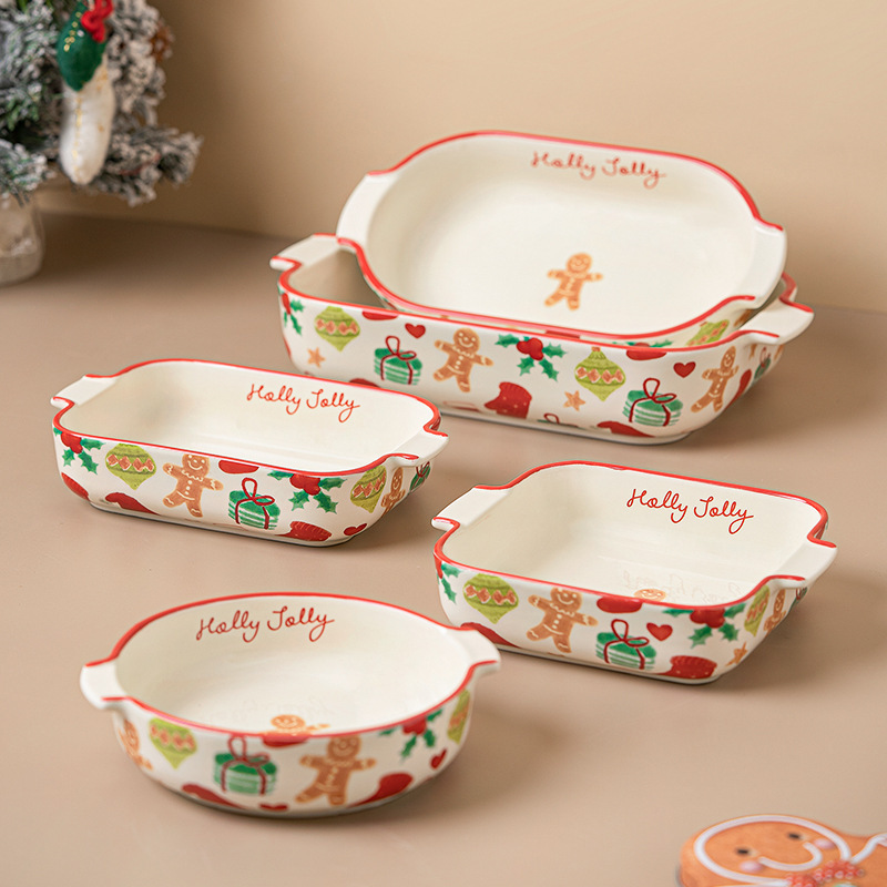 Tide Bai Christmas Internet Celebre Baking Plate Ceramic Household Dish High Color Value Binaural Creative Stew Pot Microwave Oven Tide Bai Christmas Internet Celebre Baking Plate Ceramic Household Dish High Color Value Binaural Creative Stew Pot Microwave Oven