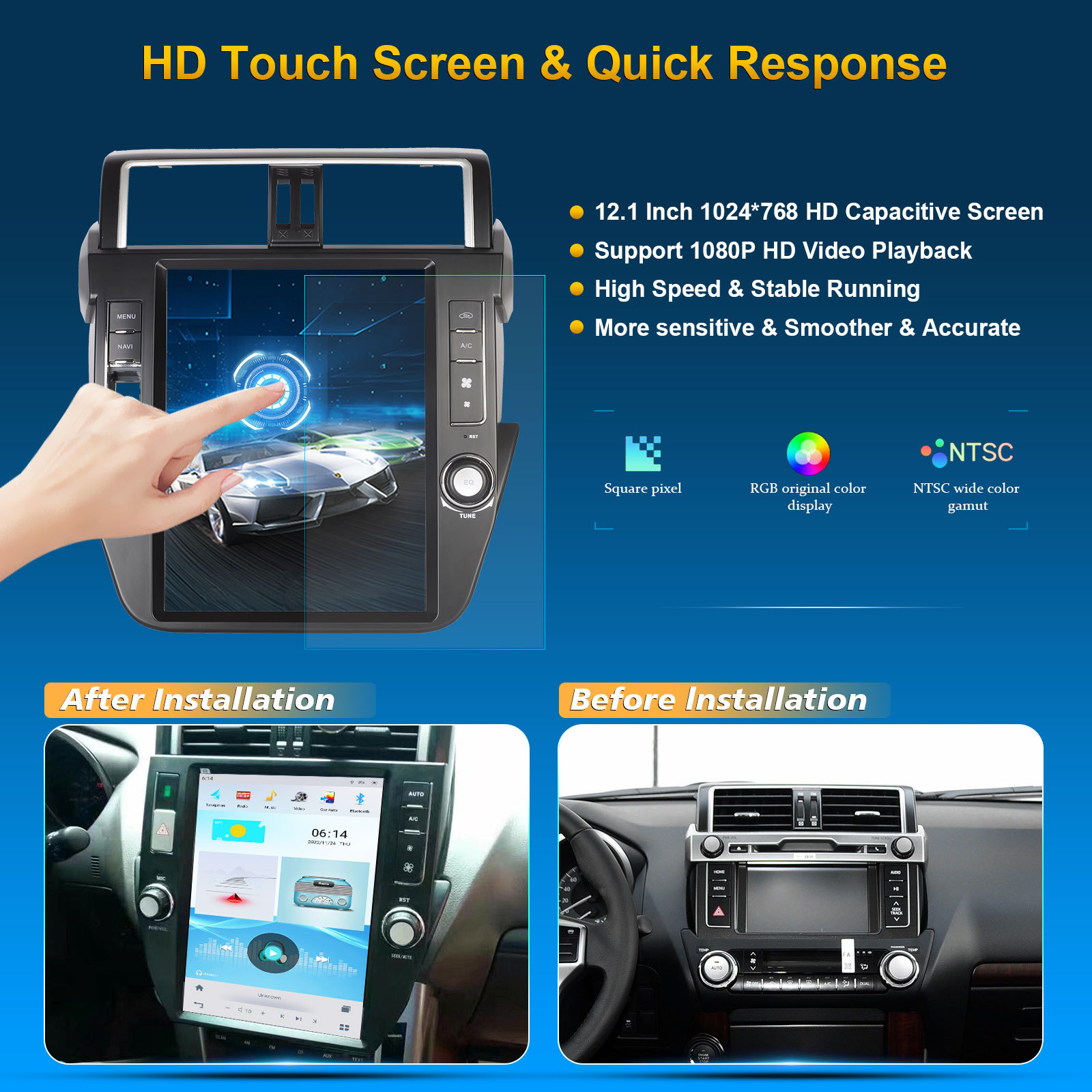 12.1 inch Vertical Screen Android Car Navigation for Toyota Prado 2014-