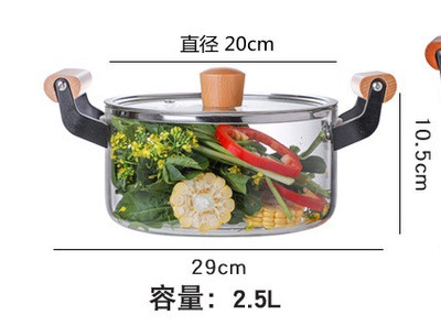 Mango de hierro vidrio estofado sopa olla doble mango transparente olla eléctrica cerámica estufa sopa pequeña cocina olla fideos olla múltiples especificaciones