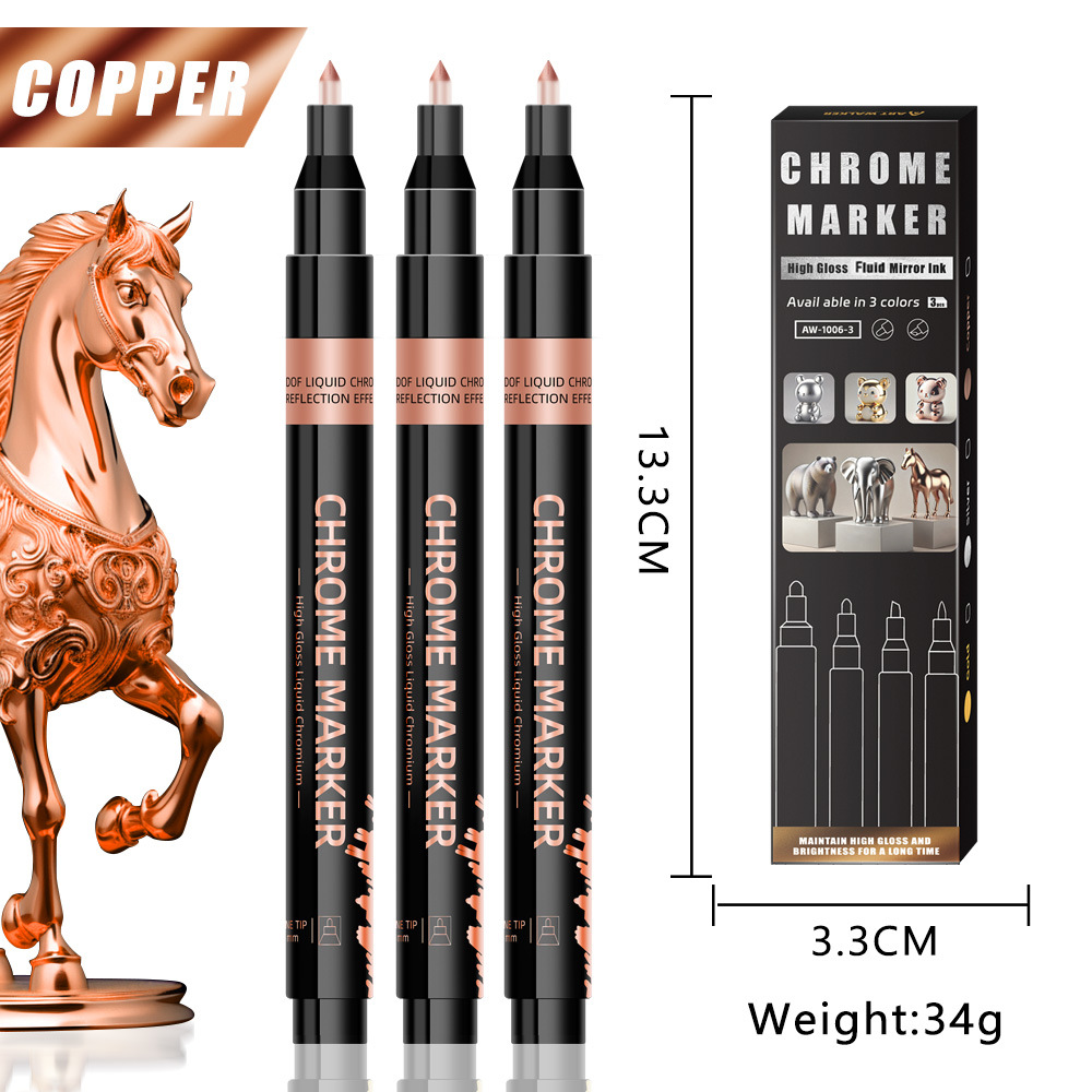 Lápiz de cromo de metal lápiz de marca lápiz de pintura de metal molde de tinta impermeable lápiz de reparación de pintura lápiz de firma líquida