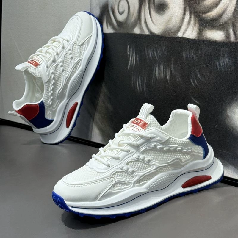 Мужская дышащая сетчатая обувь мужская летняя полая беговая обувь удобная мягкая подошва студенческая обувь прилива тонкая сетчатая маленькая белая обувь