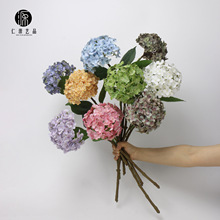 工厂直销 3D手感绣球花单枝仿真花 家居装饰花艺设计婚庆路引花束