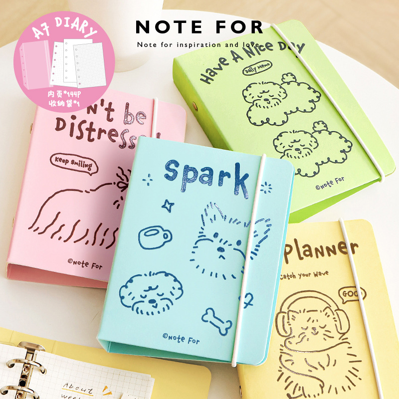 NOTE FOR A7 Libro de manos de hojas sueltas Libro de bolsillo portátil lindo Libro de bolsillo portátil Libro de notas para estudiantes