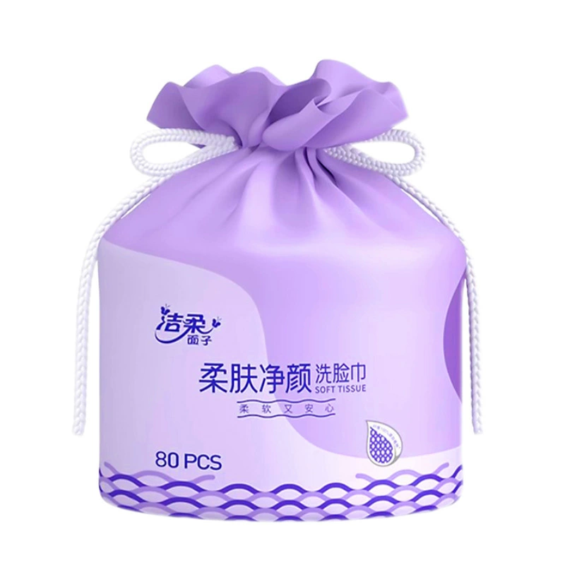 CJJ [facial towel cotton-soft single roll 80 sheets dry-wet dual-use thick skin-friendly non-shedding disposable tissue full box]