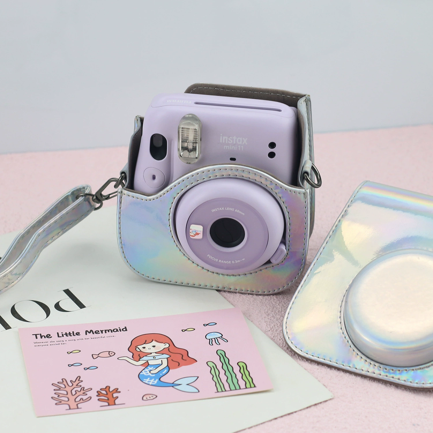 Сумка-органайзер для камеры Polaroid Mini11, PU лазерная отделка, регулируемый ремень, магнитная закрутка