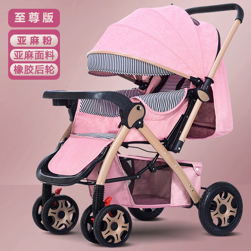 Coche de bebé ligero, se puede sentar y acostar, multifuncional, bebé bidireccional, un botón plegable, paseo de bebé, mano de bebé