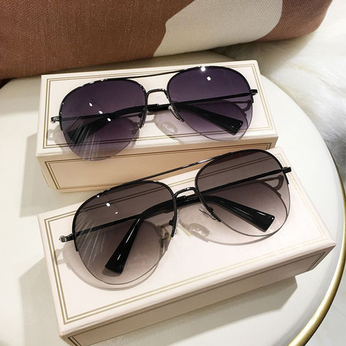 Sunglasses with a large frame, half-rim, unisex cool punk style frog glasses, gradient color sunglasses for women, sunshade and sun protection goggles