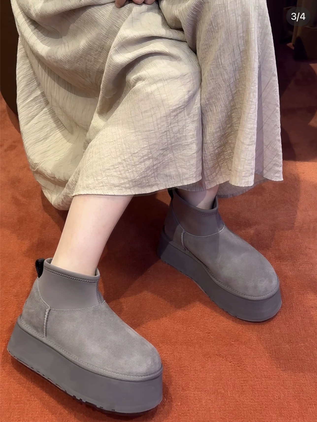 ShoeGlobe 2024 Nieuwe Mini Dip voor dames, winter dikke zool, hoogteverhogende schapenvacht, sneeuwschoen met fleecevoering, verdikte katoenen schoenen_voghion.com