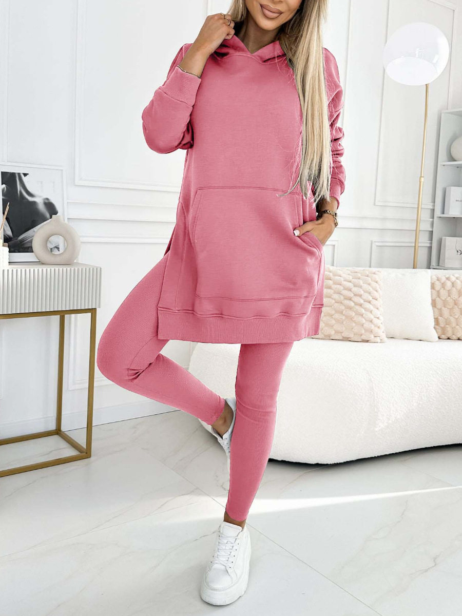 Hooded Sweatshirt and Ribbed Leggings Set
