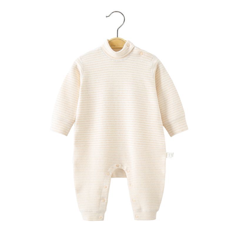 Turtleneck jumpsuit apricot stripes